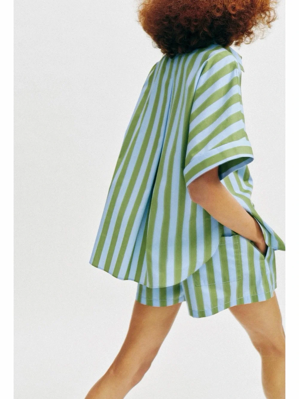 Zara Oversized Striped Shirt and Shorts Set NWT size large